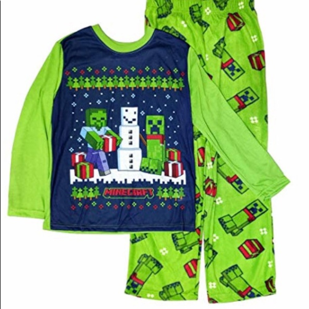 Minecraft Pajamas Boys Zombie Christmas 2 Pc PJ XL